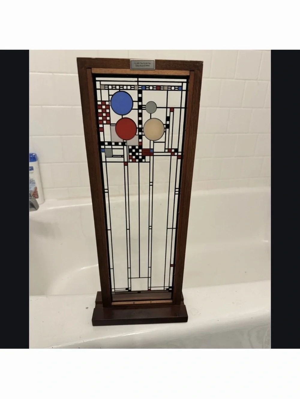Frank Lloyd Wright MOMA Conley Playhouse Stained Glass Panel/Wood 1997